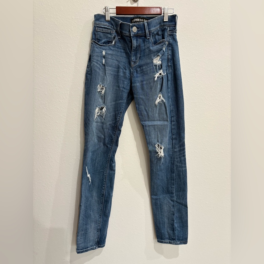 Express Women’s Ripped Blue Skinny Jeans Size 4